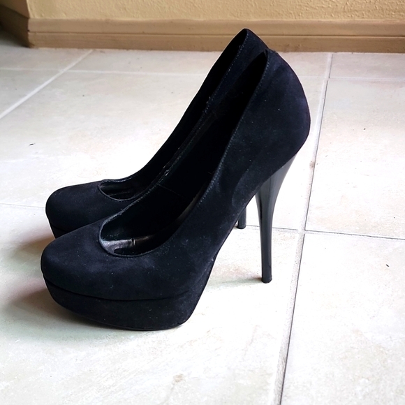 EUC GORGEOUS ROUND-TOE, SUEDETTE STILLETOS by GLAZE!!! - Picture 6 of 10